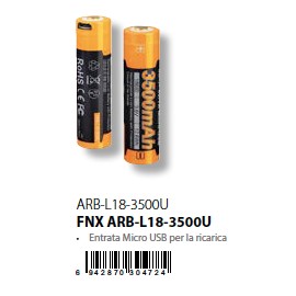 FENIX BATTERIA RICARICABILE USB 3500 mAh